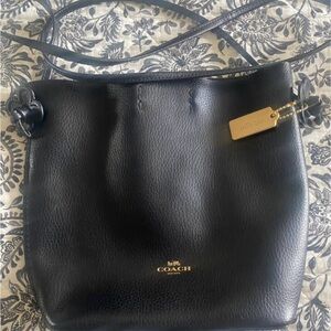 Coach Crossbody Bag Derby Black Pebble Leather Suede Interior F58661 OOS